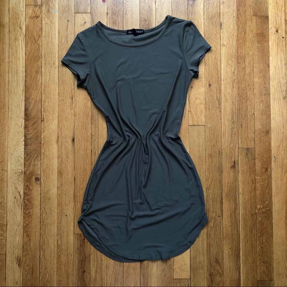 Short Sleeve Bodycon Mini Dress, Curved Hem